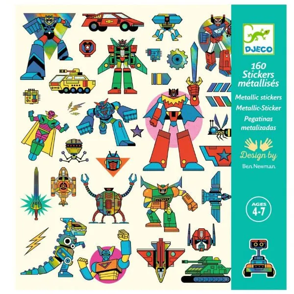 Djeco – Metallic Stickers Robots