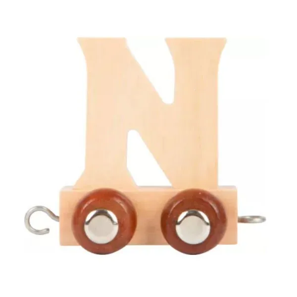 Houten trein letter N (metalen wieldop)