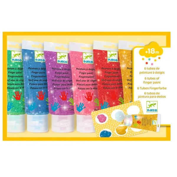 Djeco – Vingerverf Glitter 6 Tubes