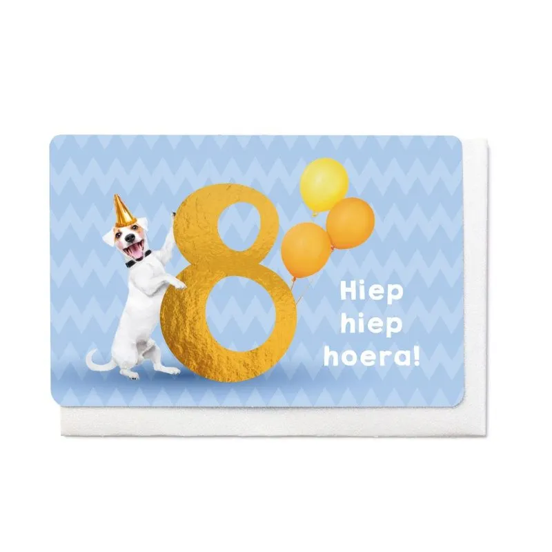 Wenskaart - Vintage HIEP HIEP HOERA!