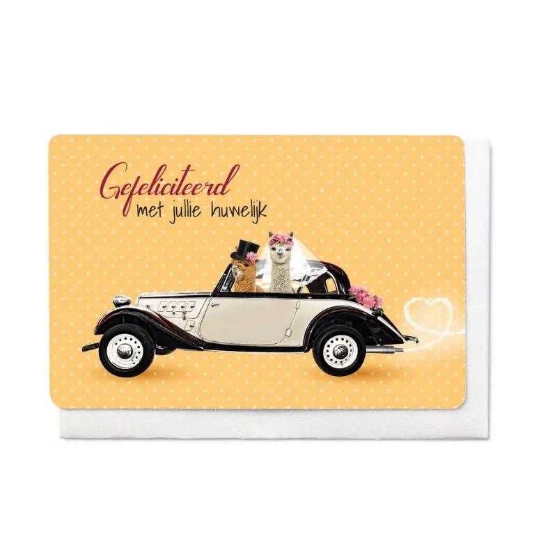 Wenskaart – Vintage GEFELICITEERD MET JULLIE HUWELIJK