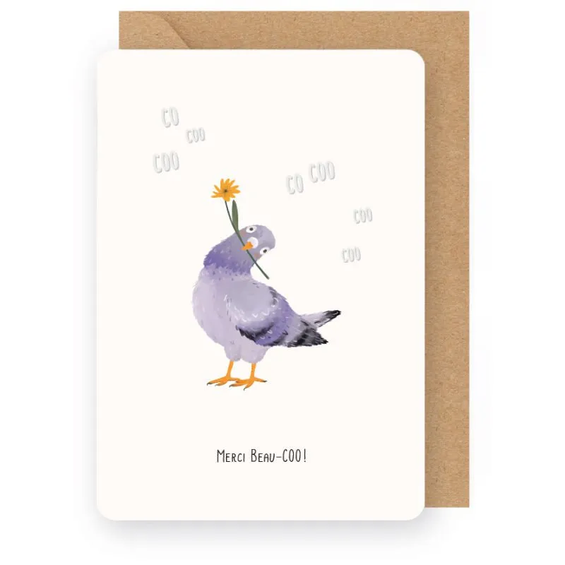Wenskaart – Little Stories MERCI BEAU-COO!