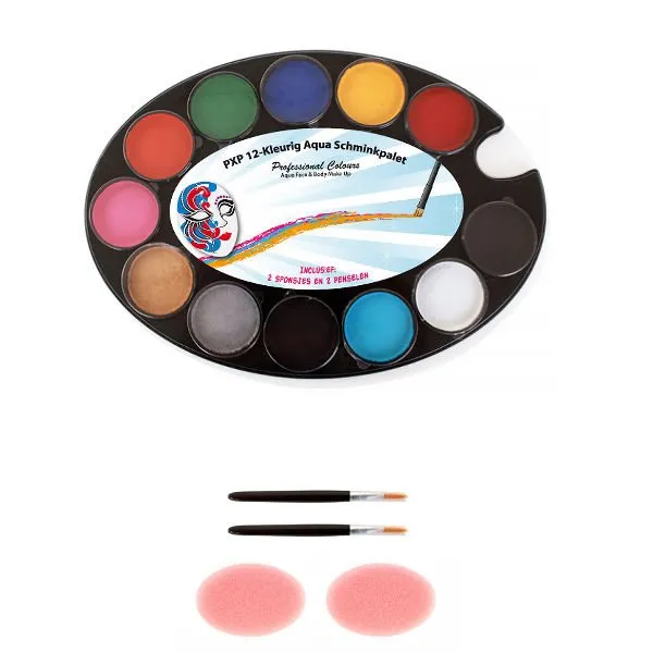 12 Kleurig Aqua Schminkpalet