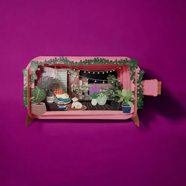 Wenskaart Message in a Bottle Kaart – Balkon