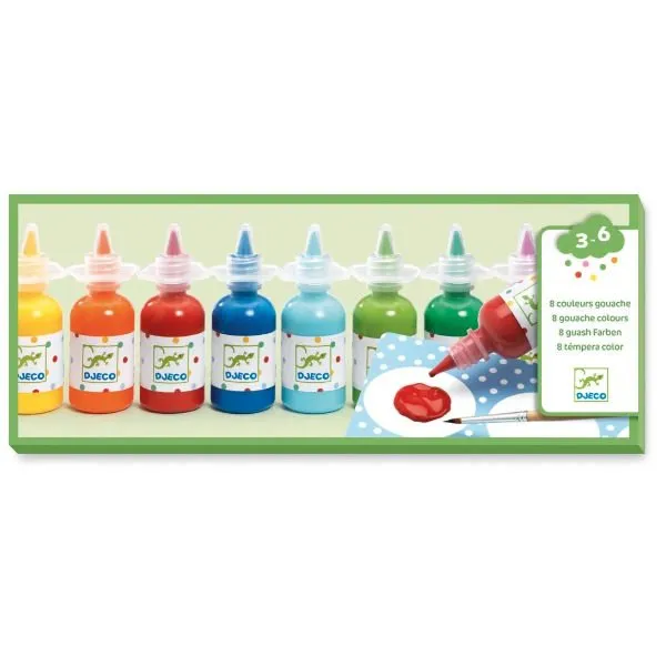 Djeco – 8 Flesjes Gouache Verf
