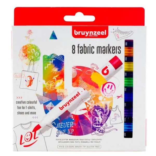 Bruynzeel – Textielstiften Kids met Penseelpunt 8st