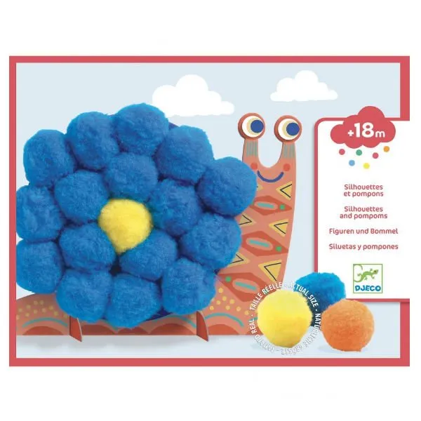 Djeco – Collage Pompons – animaux tout doux