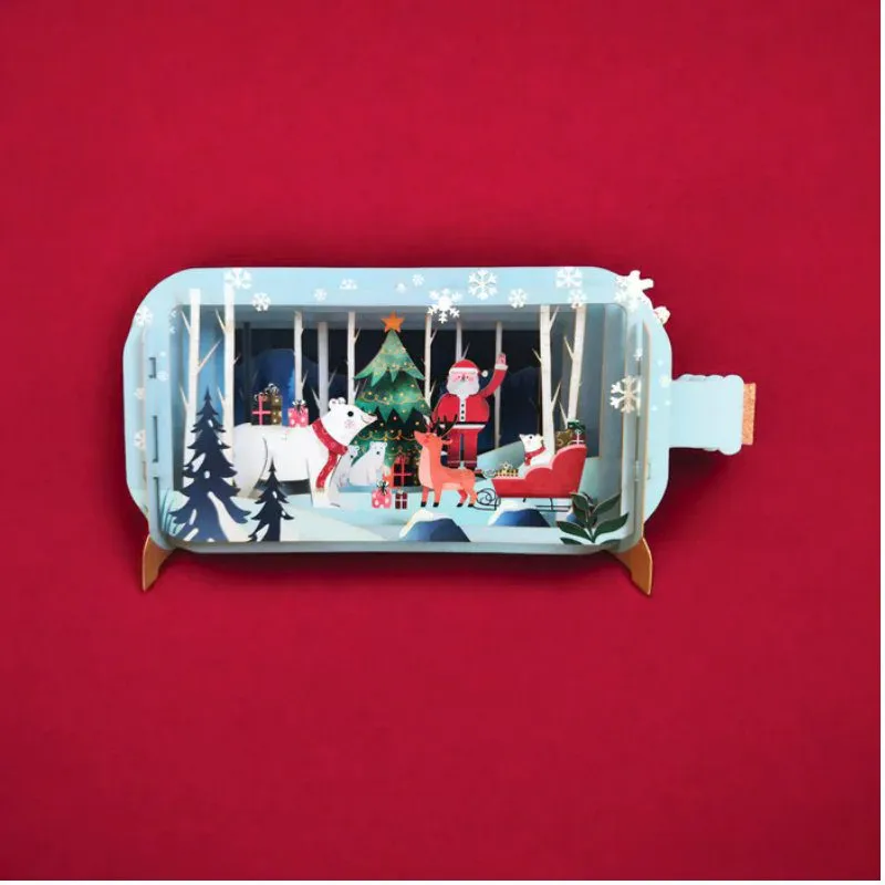 Wenskaart Message in a Bottle SANTA SLEIGH