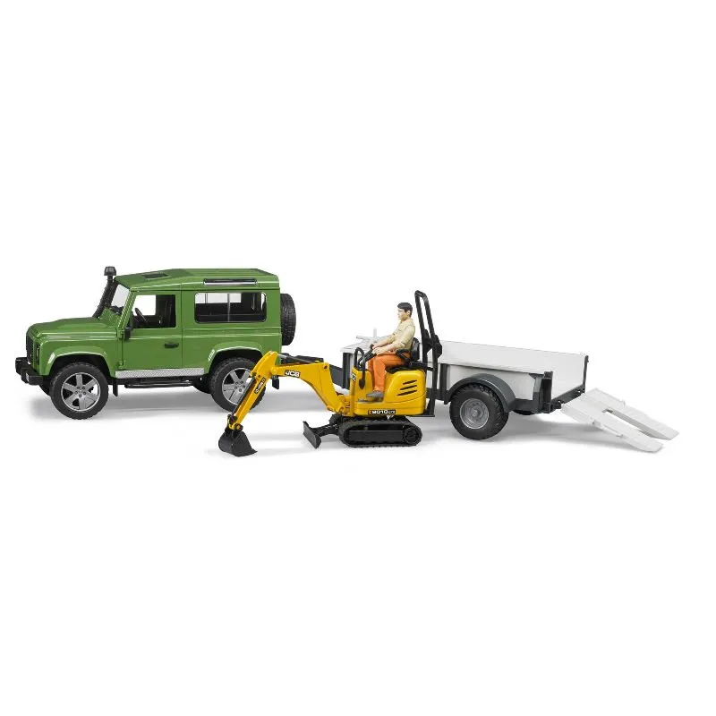 Bruder – Land Rover Defender met JCB 8010 CTS-Minigraafmachine