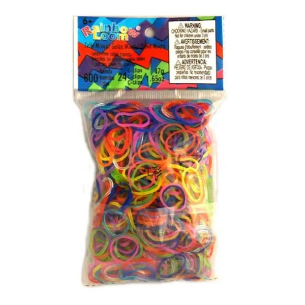 Rainbow Loom – Mix Kleuren Jelly 600st + 24 c-clips