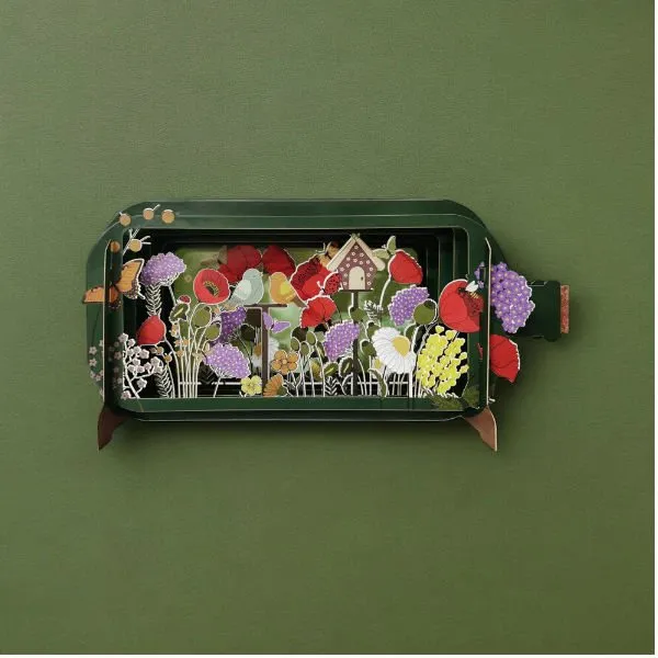 Wenskaart Message in a Bottle Kaart – Poppy Flowers
