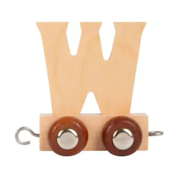Houten trein letter W (metalen wieldop)