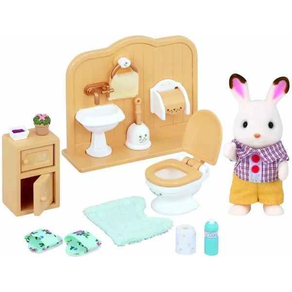 Sylvanian Families – Chocolade Broeder Konijn met Toilet