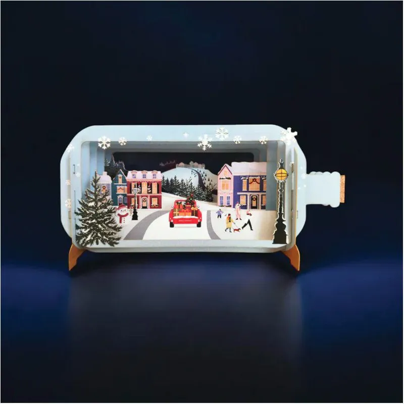Wenskaart Message in a Bottle CAR WITH TREE