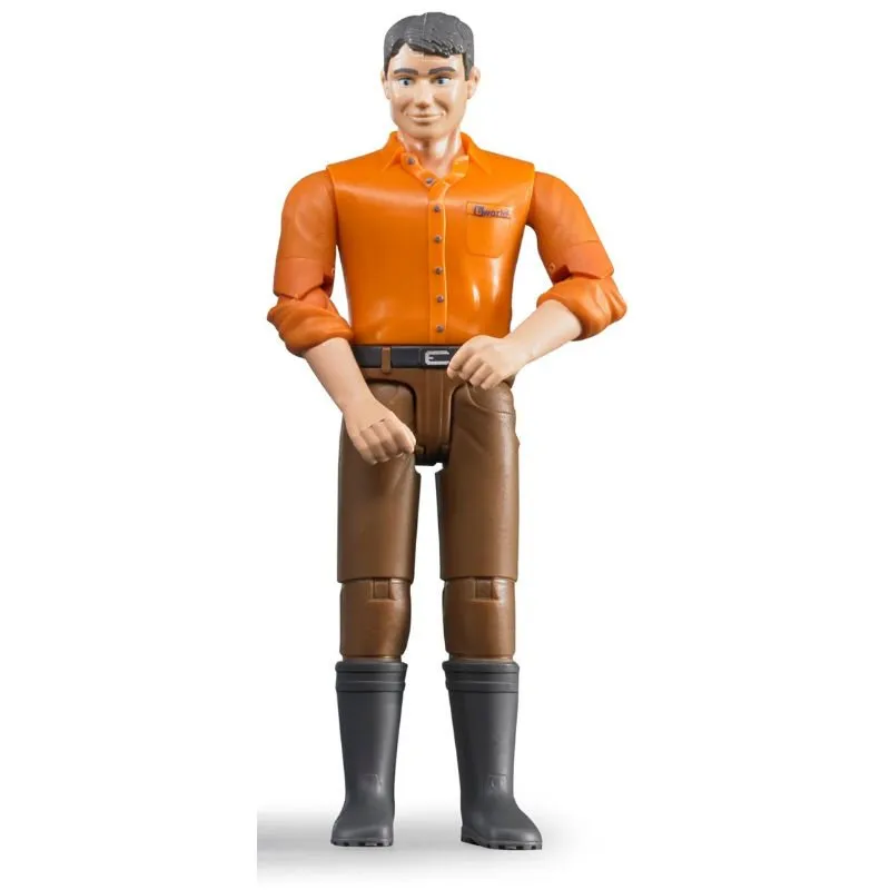 Bruder – Man met Bruine Broek en Oranje Overhemd