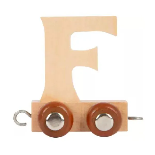 Houten trein letter F (metalen wieldop)