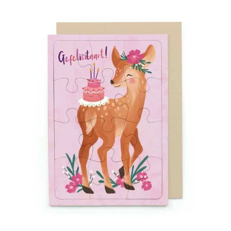 Wenskaart – With Love & Pieces Puzzelkaart GEFELICITAART!