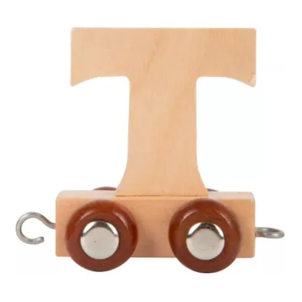 Houten trein letter T (metalen wieldop)