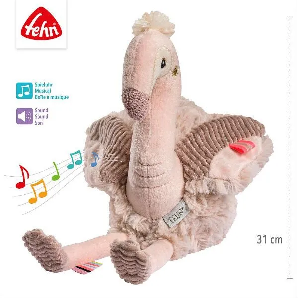 Fehn – Slaapknuffel Flamingo, met muziek optie