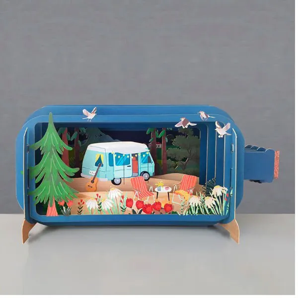 Wenskaart Message in a Bottle Kaart – Camping