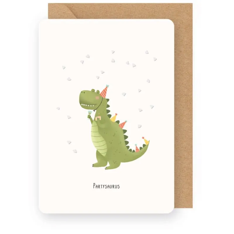 Wenskaart – Little Stories PARTYSAURUS