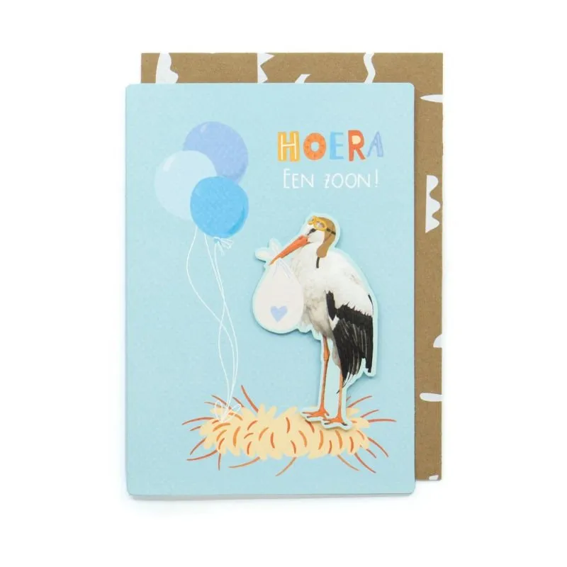 Wenskaart – Loulou HOERA EEN ZOON!