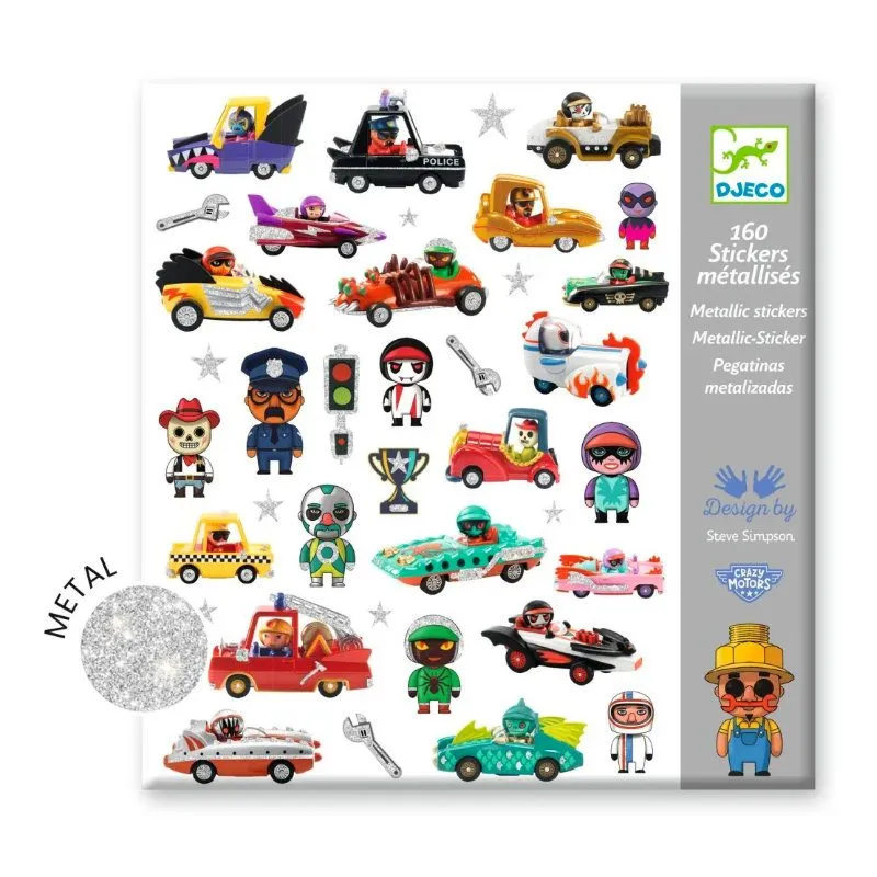 Djeco - Stickers De Wereld van Crazy Motors