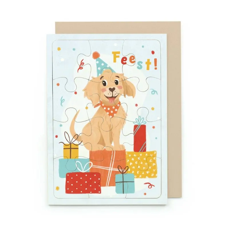Wenskaart – With Love & Pieces Puzzelkaart FEEST!