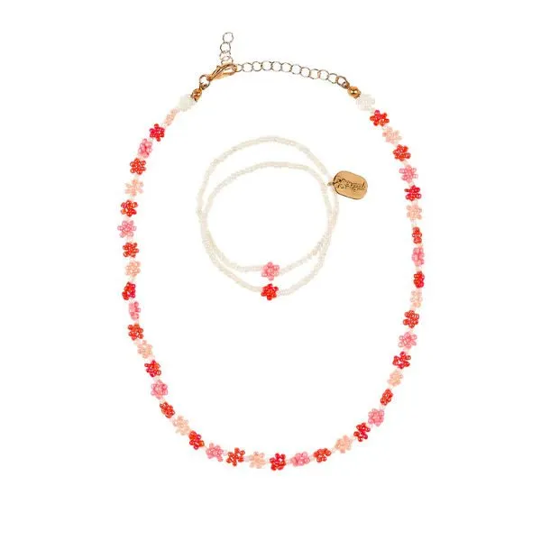 Souza for Kids – Ketting & Armband Millie Bloemen, Roze, Wit