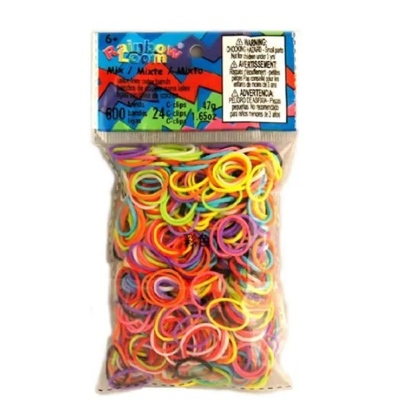 Rainbow Loom – Mix Kleuren Ondoorzichtig 600st + 24 c-clips