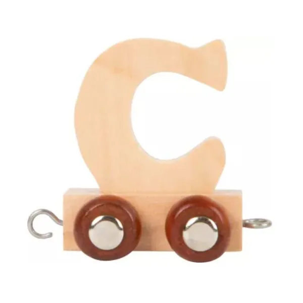 Houten trein letter C (metalen wieldop)
