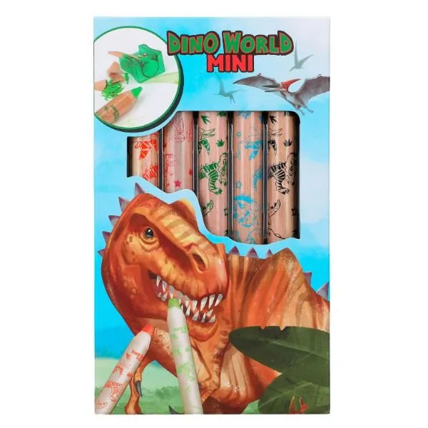 Dino World mini dino kleurpotloden & puntenslijper
