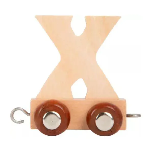 Houten trein letter X (metalen wieldop)
