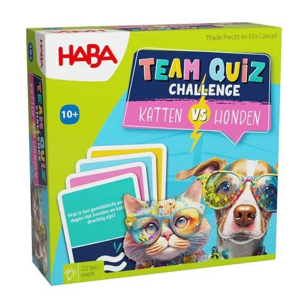 HABA Team Quiz Challenge: Gatti Vs Cani – Gioco Da Tavolo Con 222 Carte Per Famiglie, Ragazzi E Ragazze Dagli 10 Anni